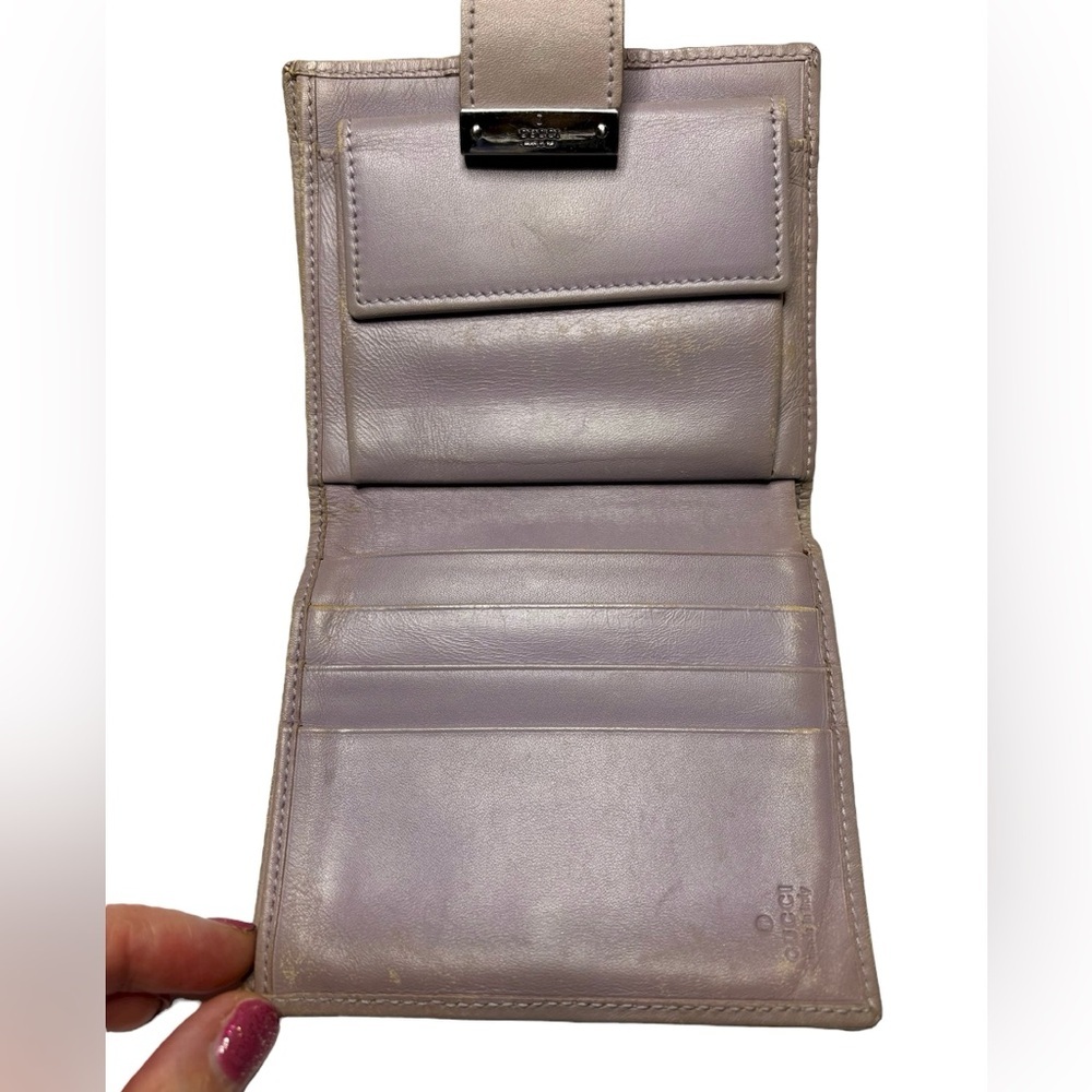Gucci Lavender Cream GG Canvas Compact Wallet w/ Box Authentic PROJECT - Picture 10 of 14